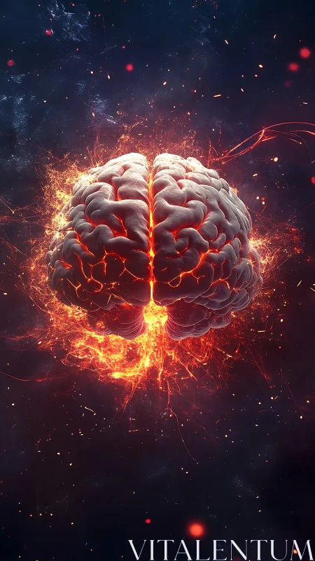 Molten neural cortex suspended in dark cosmic void.