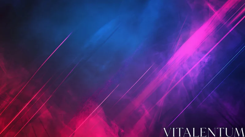 Neon magenta streaks cut through deep blue digital smoke haze