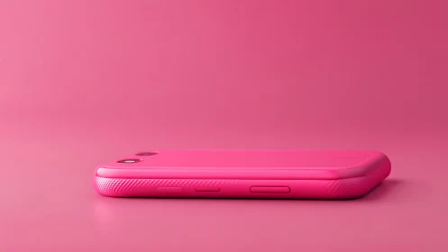 Pink smartphone case on matching monochromatic background.