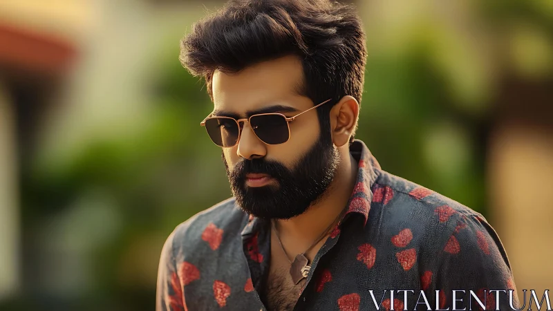Cool bearded style in warm light with easygoing confidence.