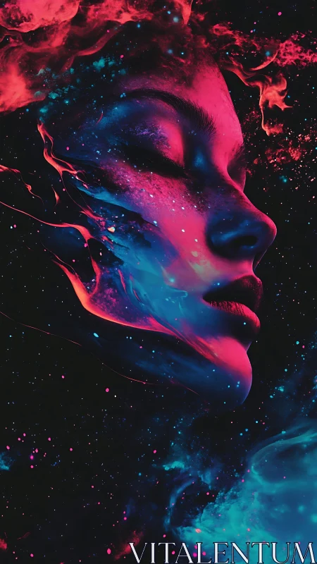 Nebula kissed portrait drifts softly through cosmic night