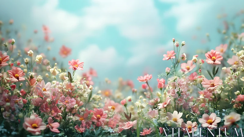 Pastel Reverie: A Dreamscape of Pink Petals and Boundless Sky