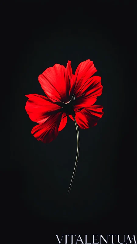Crimson petals dance against darkness, revealing nature's bold geometry