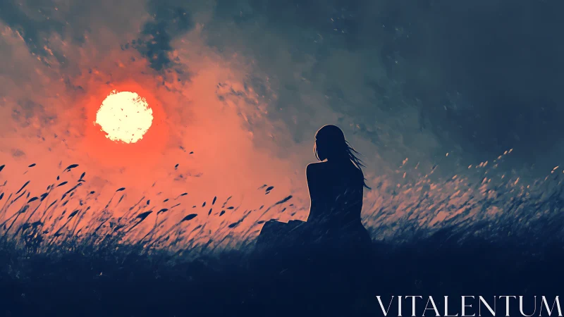 Solitary dusk dreamer watching a burning cottonball sun.