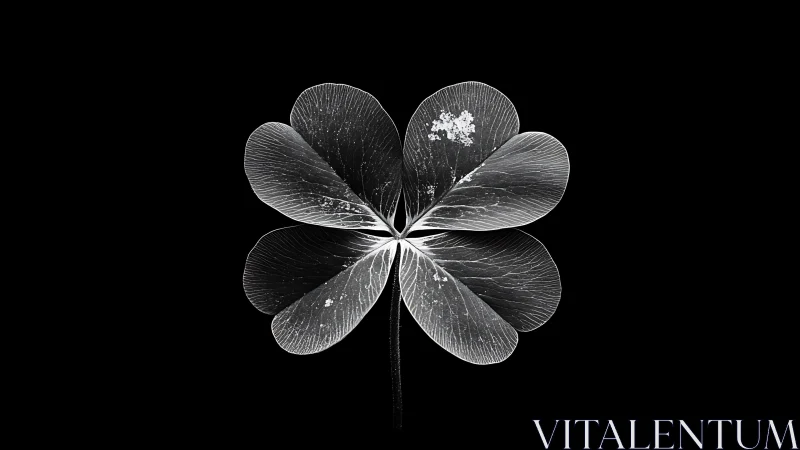Monochrome clover silhouette glows against deep black