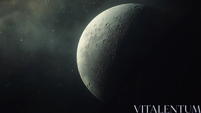 Moonlit crescent drifting softly through quiet starlight.