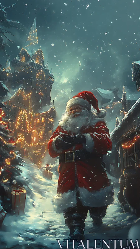 Midnight snowfall crowns Santa’s lanternlit winter stroll