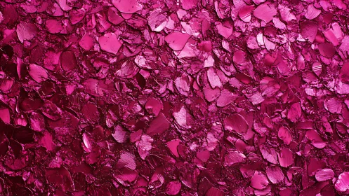 Crimson petal textures tumble across sculpted paint terrain