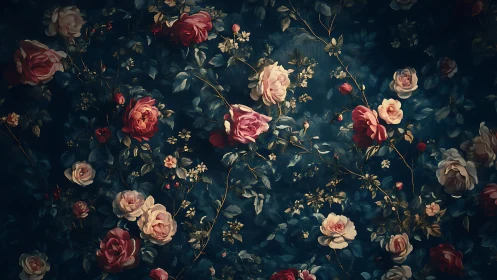 Moody Garden Romance: Vintage Roses in Deep Twilight