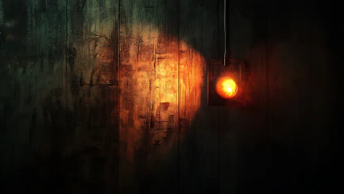 Single wall light illuminating textured dark surface.