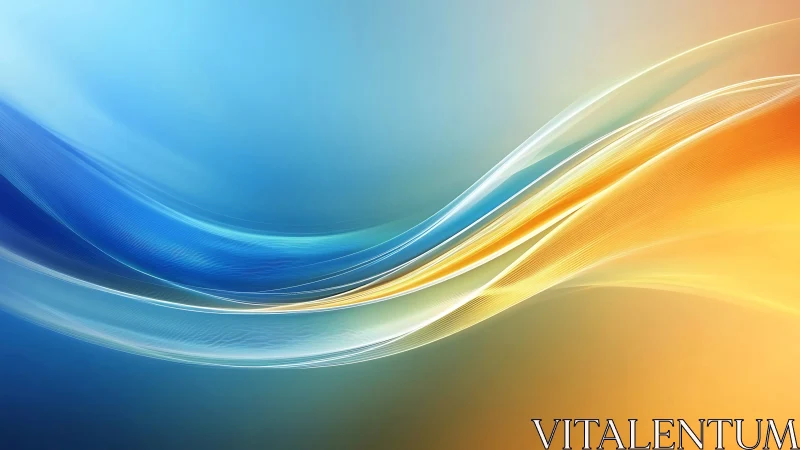 Flowing blue and amber light waves in smooth motion design.