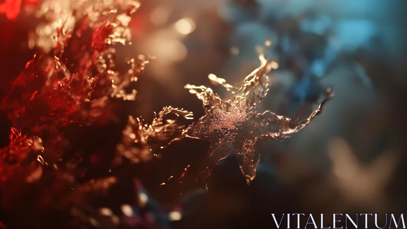 Abstract luminous star in dreamy bokeh with red and blue tones.