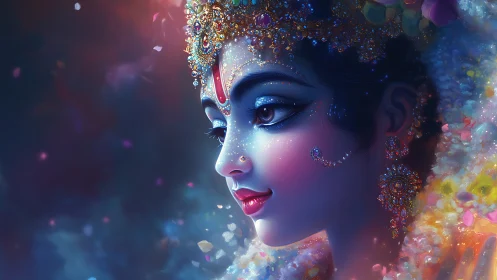 Celestial maiden draped in jeweled starlight and blossoms.