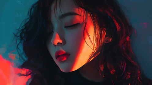 Side-lit female portrait shows contrasted digital lighting study