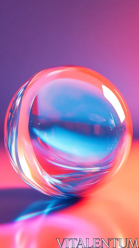 Translucent sphere under dual-tone colored lighting setup.
