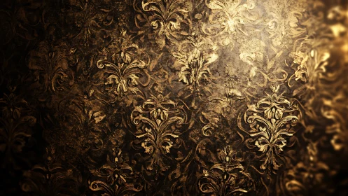 Baroque damask relief with gilded patina and radial vignetting.