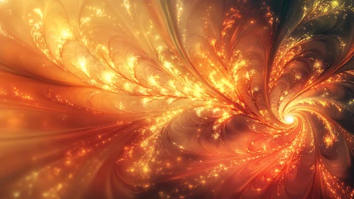 Golden spiral of glowing light unfurls in warm flowing waves