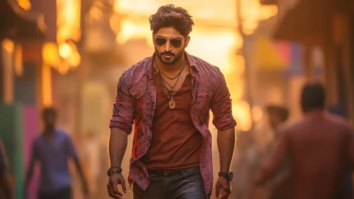 Backlit street portrait isolates subject with shallow depth of field