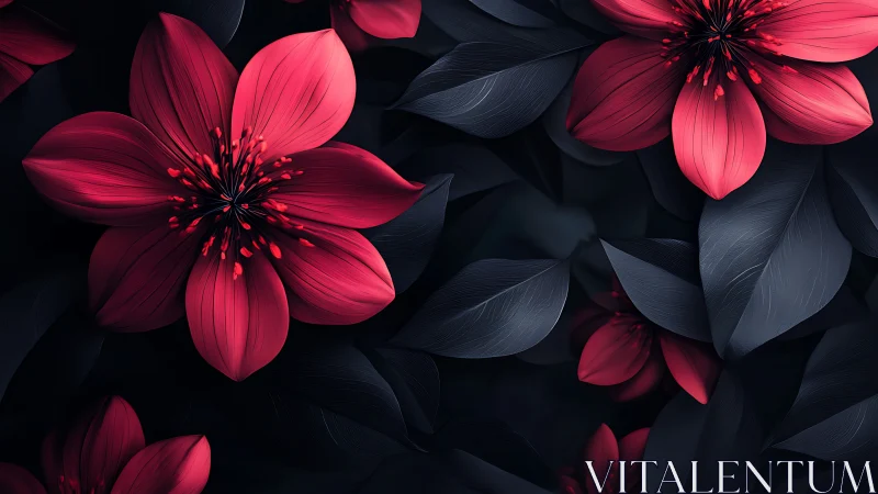 Crimson Blooms Dance in the Night.