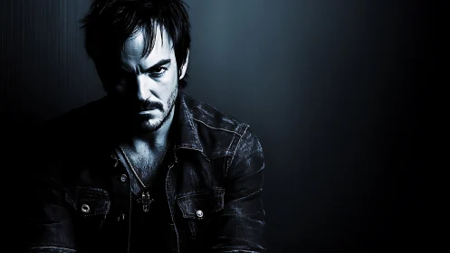 Moody male portrait uses hard side lighting and dark tones