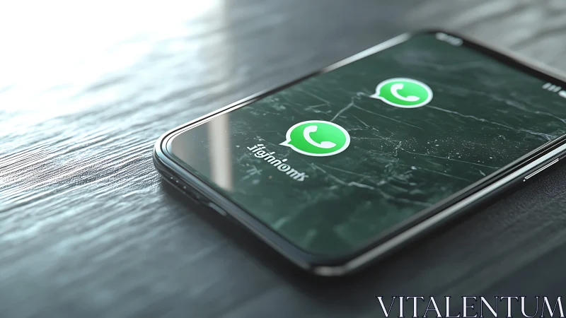 Sleek smartphone screen gently glowing with chat icons.