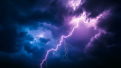 Forked violet lightning scribbles wild energy through stormclouds