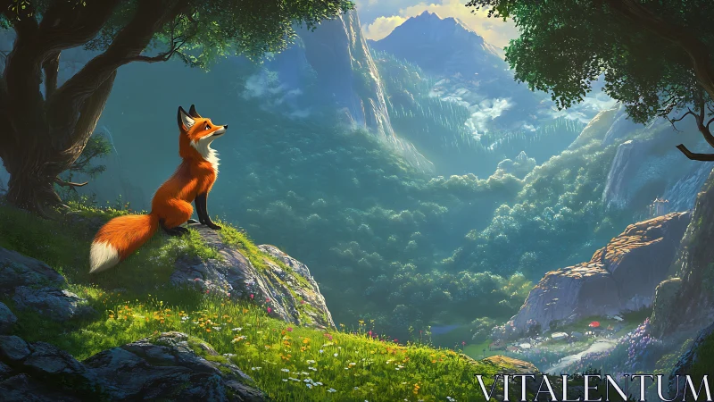 Curious fox basking in a sunlit valley of gentle wonder.