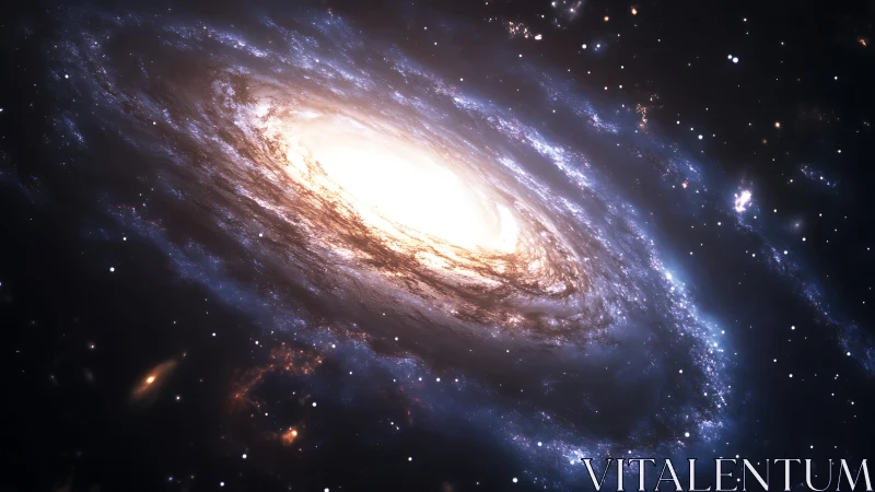 Spiral galaxy core glows within dense star field halo