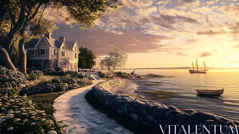 Seaside Victorian Manor at Golden Hour.