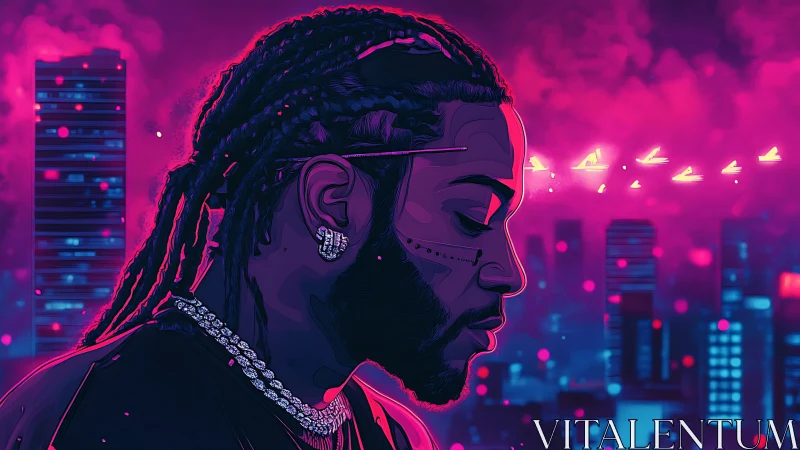 Neon city portrait glowing with quiet late night reflection.