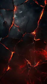 Molten Lava Fracture Network with Incandescent Cracks