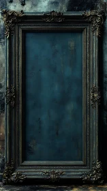 Ornate empty baroque frame with patinated gilded molding details