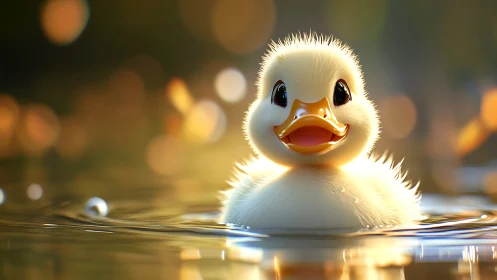 Photorealistic duckling portrait with bokeh backlight rendering.