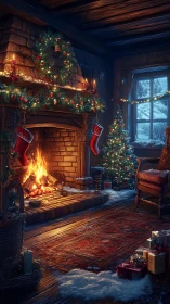 Glowing holiday hearth welcomes winter with warm, gentle light