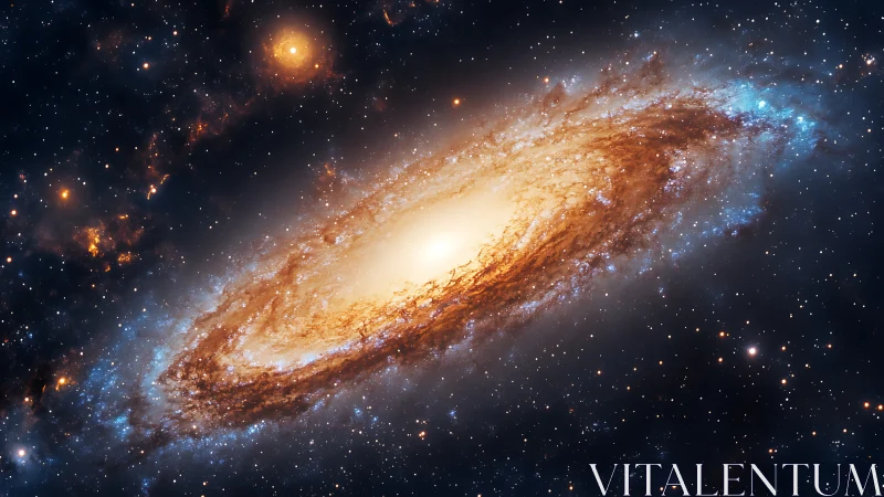 Spiral galaxy swirls like molten starlight in deep space