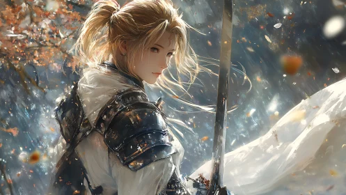 Autumn light on the gentle resolve of a silver-haired knight.