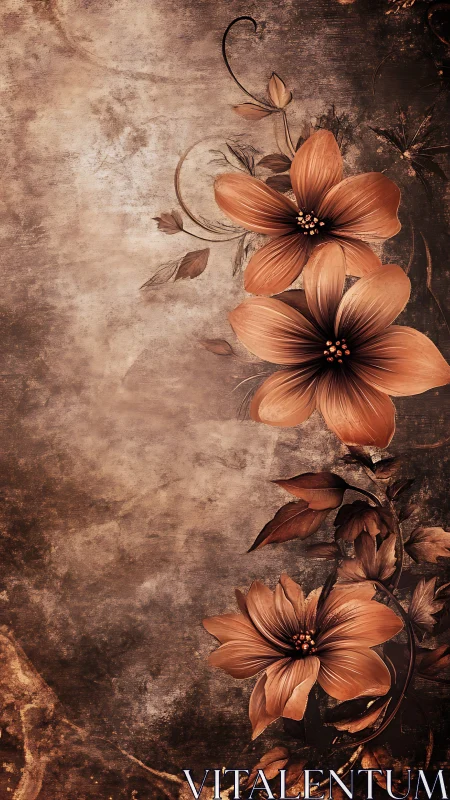 Vintage Cosmos: Sepia Botanical Study with Ornate Florals.