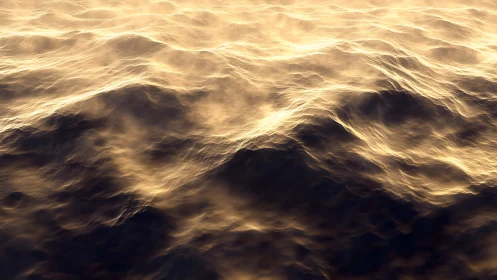 Low-angle golden ocean surface with high-contrast volumetric lighting