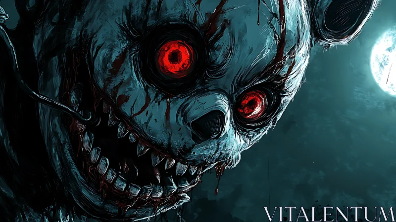 Grotesque demonic bear close-up rendered in dynamic horror style