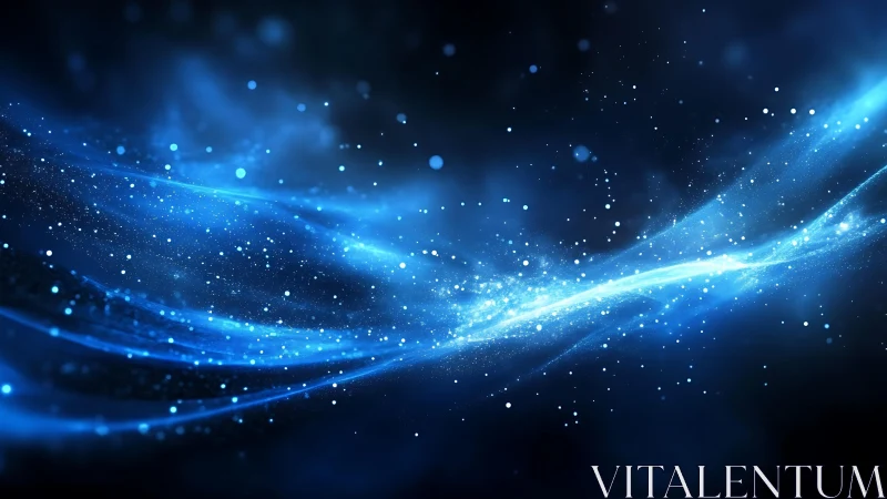 Abstract Cosmic Flow of Blue Light and Particles in Deep Space.