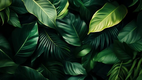 Layered tropical foliage renders with high-contrast rim lighting