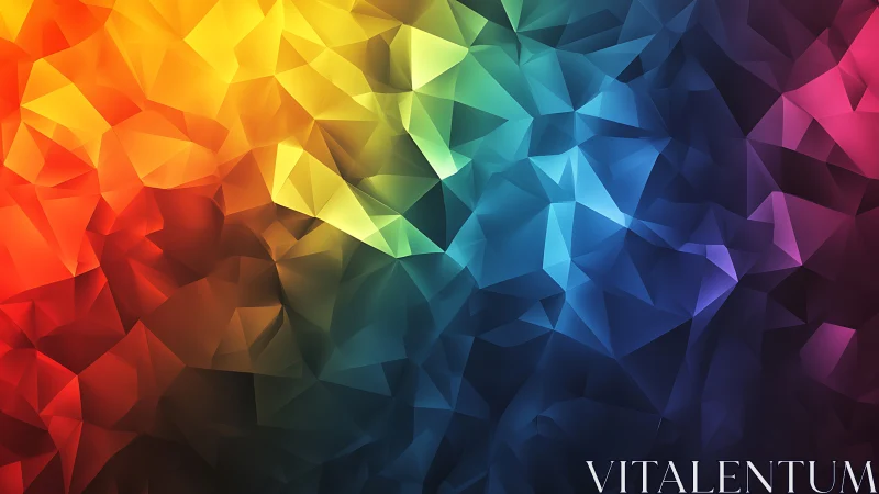 Polygonal spectrum gradient with faceted geometric pattern.