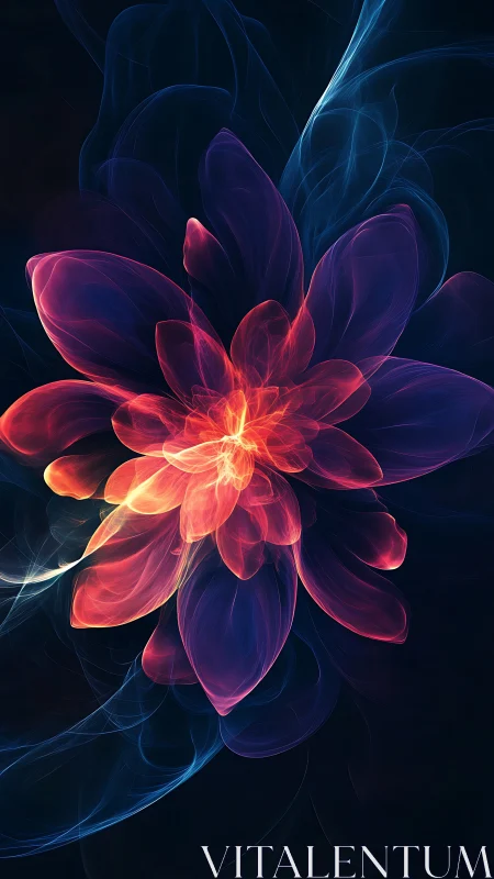 Luminous fractal flower blooms in glowing neon petals.