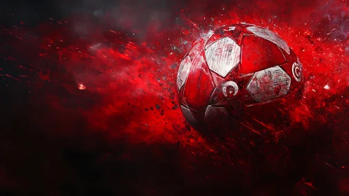 Exploding red soccer ball rendered with dynamic motion trails