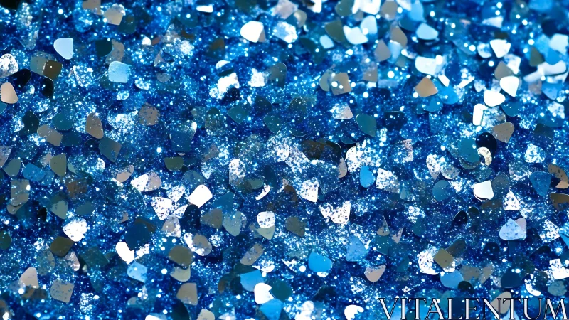 Tidal shimmer of blue glitter hearts in sparkling closeup.