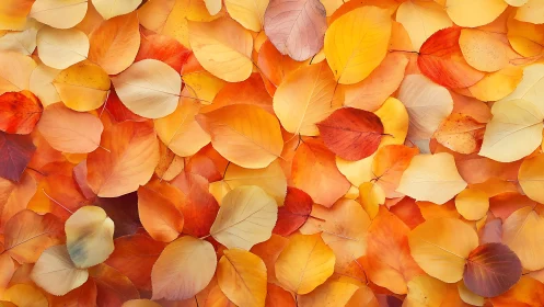 Gentle swirl of golden autumn leaves in soft sunlight.