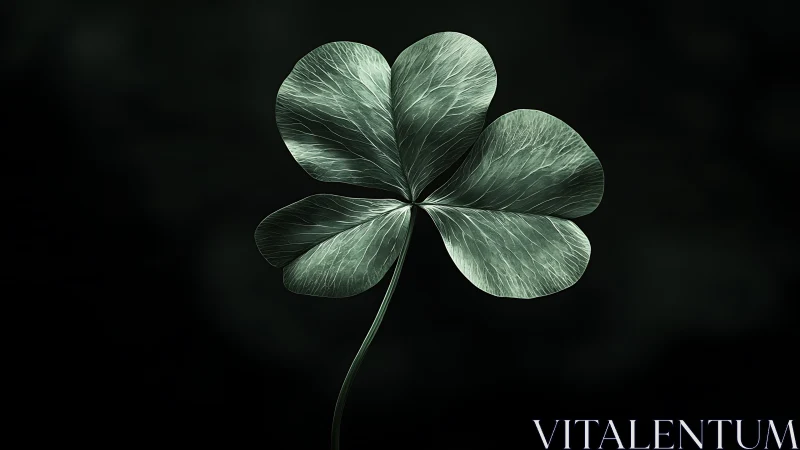 Four leaf clover glows softly against a moody dark void