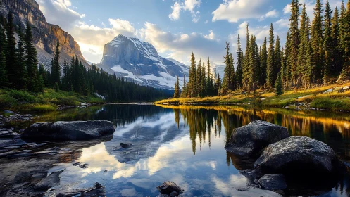 Mirrorlake valley cradles towering peaks in hushed sunlight.