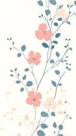 Delicate Botanical Garden with Pink Blossoms and Teal Leaves