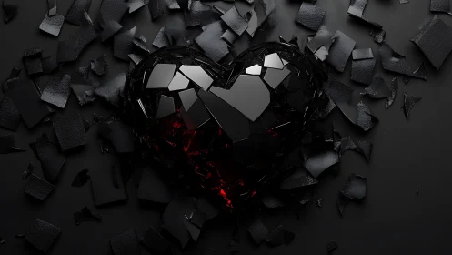 Fragmented sphere with luminescent core and dispersed geometric debris.